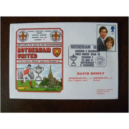 1981 Rotherham United v Norwich City Dawn Football Cover 1 Parish Church Seaman