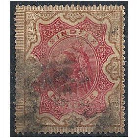 India 1895 SG107a 2r Carmine & Brown Good Used . .