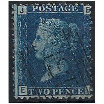 1858 SG47 2d Blue Plate 13 Fine Used Check Letters "EJ".