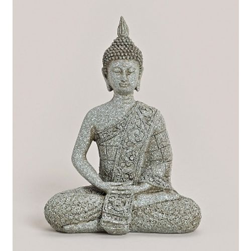 Buddha im Lotussitz, dekorative Figur, H 21 cm, grau, Skulptur, Statue, Feng Shu
