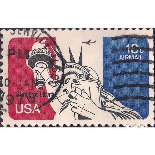 USA, airmail, Statue of Liberty , red & blue 1974, 18c, #2