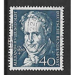 GERMANY 1959 40pf BLUE ALEXANDER VON HUMBOLDT SG 1226 FINE USED#