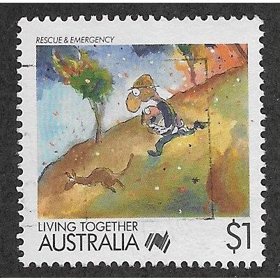 AUS 1988 $1.00 'LIVING TOGETHER - RESCUE AND EMERGENCY' FINE USED (EBID67-235)