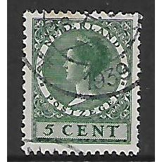 NETHERLANDS , 1924 QUEEN WILHELMIA 5c GREEN SG 428 FINE USED#