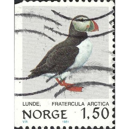 NORWAY, BIRD, Atlantic Puffin, Fratercula arctica, white 1981, 1.50kr
