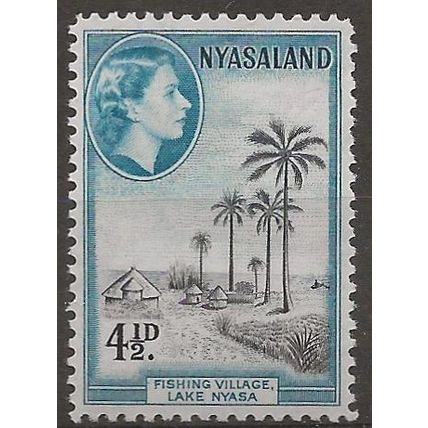 Nyasaland (BCA) 1953 SG179 4 1/2d Black & Light Blue Mounted Mint . .. .