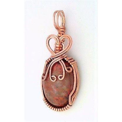 Pigeon Blood Agate Copper Wire Wrap Gemstone Pendant 45