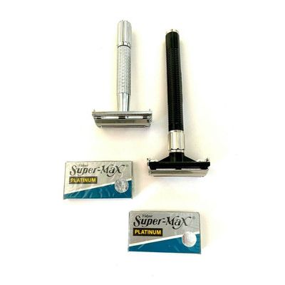 Old Fashion Classic Old School Men's Butterfly Safety Black Silver Razors + ...