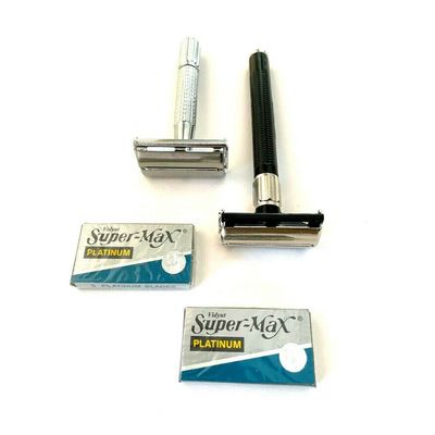 Old Fashion Classic Old School Men's Butterfly Safety Black Silver Razors + ...