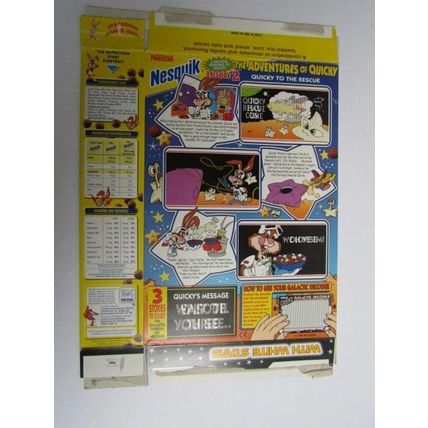 Nestle Nesquik 1998 Galactic Decoder Edition Empty Cereal Box 375g Box only