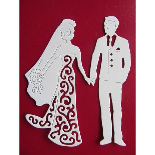 6 x Tattered Lace Die Cuts Bride & Groom