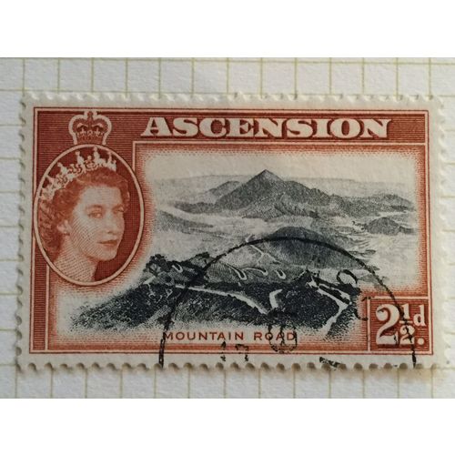 Ascension QEII 1956 2½d Black & Orange Brown Used SG 61 Sc 66 stamp postage