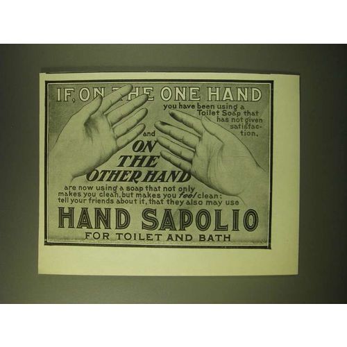 1902 Hand Sapolio Soap Ad - If, on the one hand you have been using a toilet