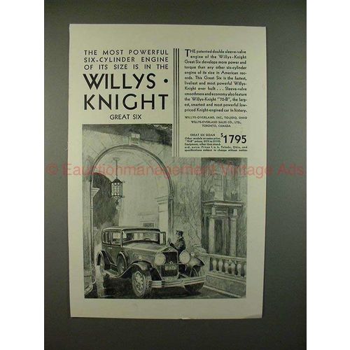 1930 Willys-Knight Great Six Sedan Car Ad - Powerful!!