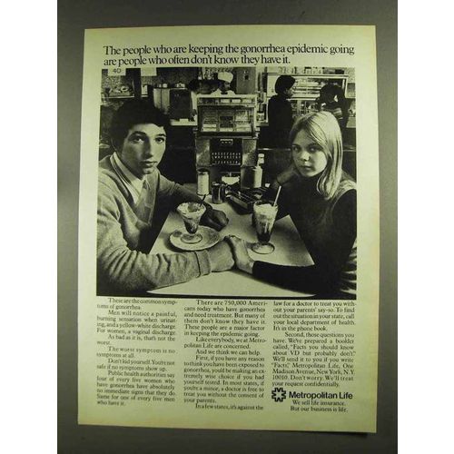 1972 Metropolitan Life Insurance Ad, Gonorrhea Epidemic