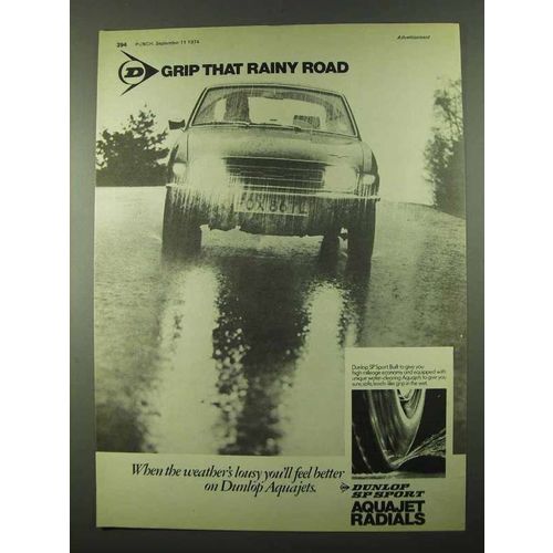 1974 Dunlop SP Sport Aquajet Radial Tires Ad - Rainy