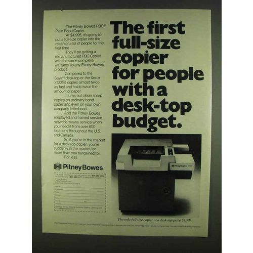 1978 Pitney Bowes PBC Plain Bond Copier Ad - Full-Size