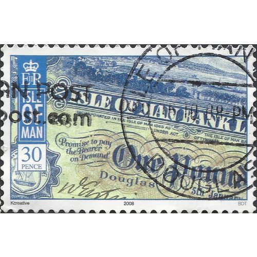 ISLE O MAN, Isle of Man Bank 1953 pound note, blue 2008, 30p, #4