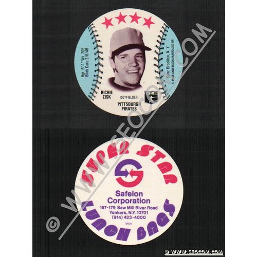 Sport Baseball Discs Name: Zisk, Richie Outfielder Pittsburgh Pirates~583