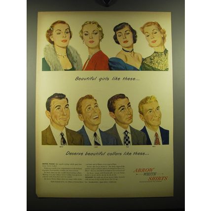1949 Arrow White Shirts Ad - Beautiful girls like these.. Deserve beautiful