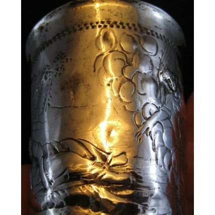 Early 1700's RUSSIAN SOLID SILVER CUP Arnholt Lange Danzig ANGELS-MEN-DOVES