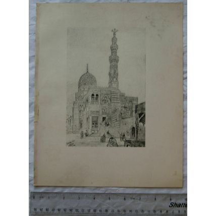1905 illustration Cairo : The Tomb of Kait Bey by Axel Herman Haig