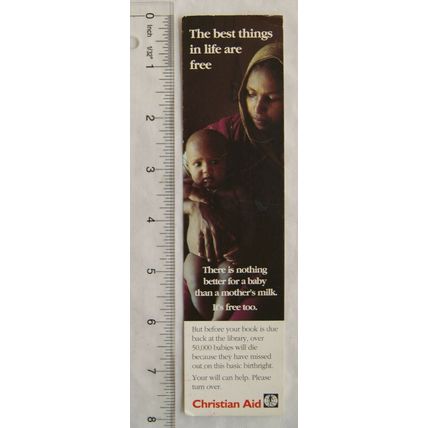 Vintage bookmark - Christian Aid, The best things in life are free