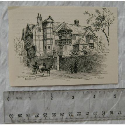 Vintage engraving - Eastgate House, Rochester
