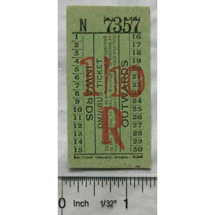 Vintage: 1/10 Bell Punch Co return omnibus ticket