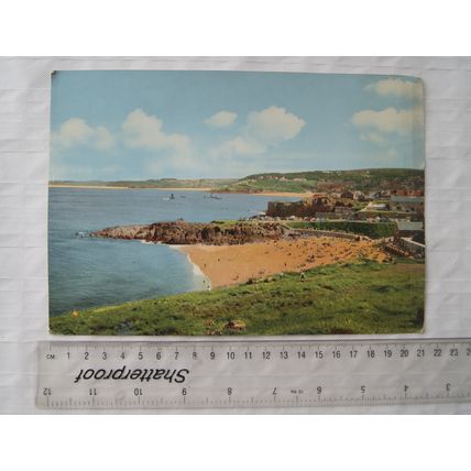 old Large Postcard Porthgwidden Beach & St. Ives Bay