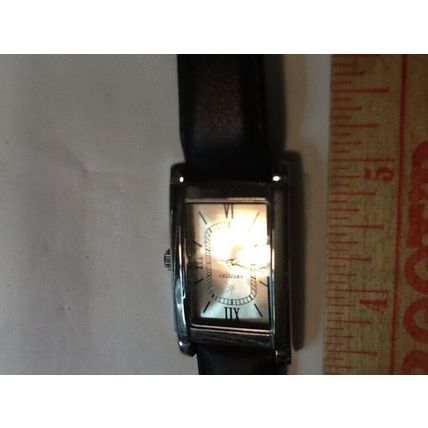 Unisex Artistry Silver Tone Watch, Roman Numerals, Black Leather Band