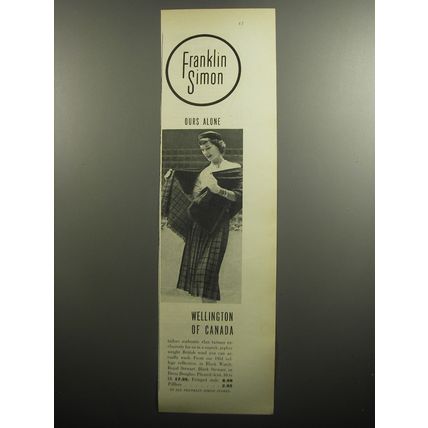 1951 Franklin Simon Skirt and Stole Ad - Wellington of Canada
