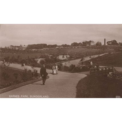 OAP Hands Behind Back Barnes Park Sunderland Old RPC Postcard