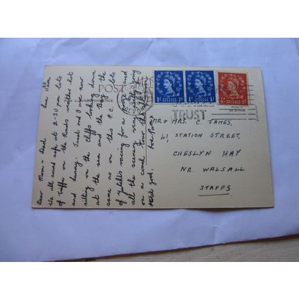 BABBACOMBE FROM PETITER, TORQUAY DEVON vintage used postcard by M. & L 1960 pm =