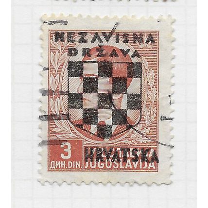 CROATIA 1941 ARMS OVERPRINT ON KING PETER YUGOSLAV BROWN