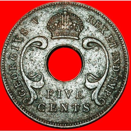 GREAT BRITAIN:EAST AFRICA★5 CENTS 1921 GEORGE V (1911-1936)★LOW START★NO RESERVE