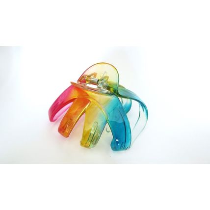 Large clear rainbow transparent octopus hair claw clip for thick hair