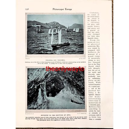 Pollensa Bay & Arta Grotto, Mallorca (Lluch Church, Reverse), Book Illustration