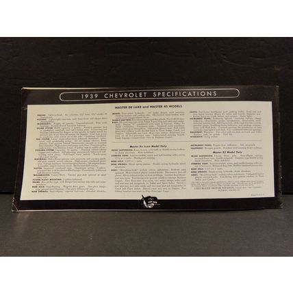 1939 Chevrolet Master De Luxe Master 85 Sales Brochure