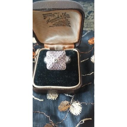 Antique Vintage 1980-s Sterling Silver Amethysts Ring Size UK P, US 7 1/2 7.2 g