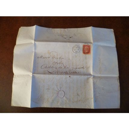 1864 GB QV 1d Red stamp CO Plate 81 entire Fisher Solicitors Burton Brewery