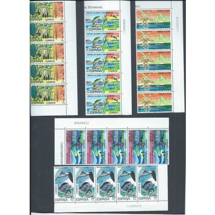 Spain stamps. 1978 Protection of the Environment MNH strips of 5 (AM973)