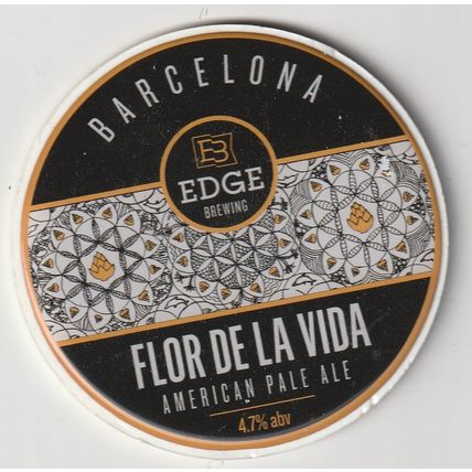 UNUSED GLASS KEG CLIP FRONT - EDGE BREWING - FLOR DE LA VIDA AMERICAN PALE ALE