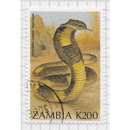 ZAMBIA 1994 SNAKE EGYPTIAN COBRA REPTILE K200 USED