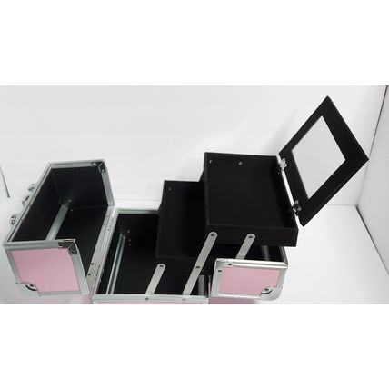 Aluminum Makeup Train Case Jewelry Box Cosmetic Pink 9“x6.75”x6.75”