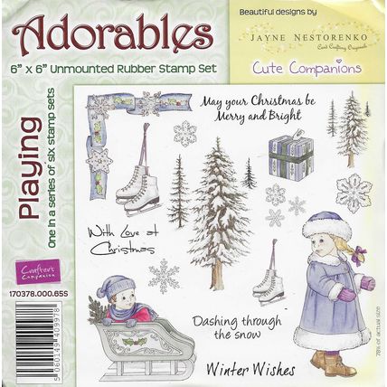 Crafter's Companion. Adorables Playing Stamp Set. Stamping Cardmaking Crafts
