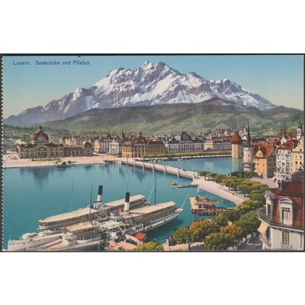 Seebrücke und Pilatus, Luzern, c.1910 - Goetz AK
