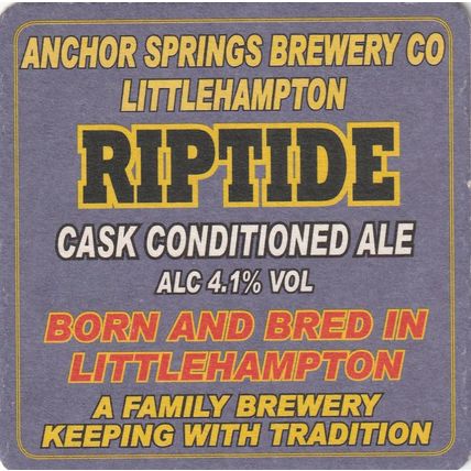 BEER MAT - ANCHOR SPRINGS BREWERY - RIPTIDE - (Cat No 002) - (2011)