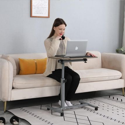 Adjustable Overbed Bedside Table with Wheels Hospital Bed Table Portable Compute