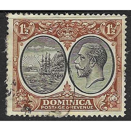 DOMINICA 1923 GV BLACK & BROWN 1½d USED SG75
